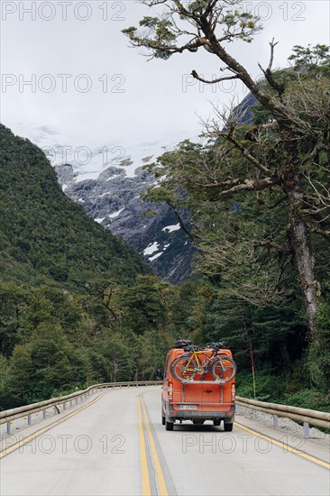 Campervan on the Carretera Austral, Carretera Austral, El Lobo, Cisnes, Aysen, Chile, South America