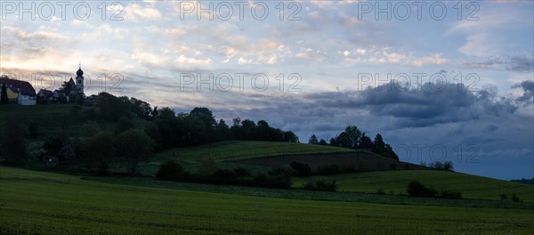 Meadow and forest edge, arable land, near Riegersburg, Styrian volcanic region, Styria, Austria, Europe