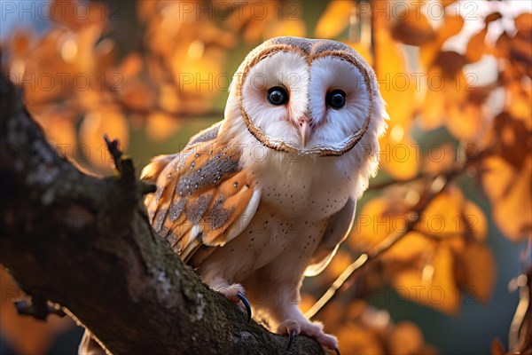 Barn owl in tree. KI generiert, generiert, AI generated