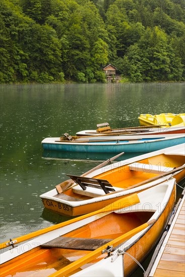 Rowing boats, Freibergsee, near Oberstdorf, Allgaeu, Bavaria, Germany, Europe