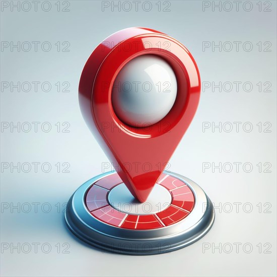 Striking 3d rendered red location pin positioned precisely on a sleek digital map interface, symbolizing accurate navigation, geolocation services, and modern gps technology, AI generated