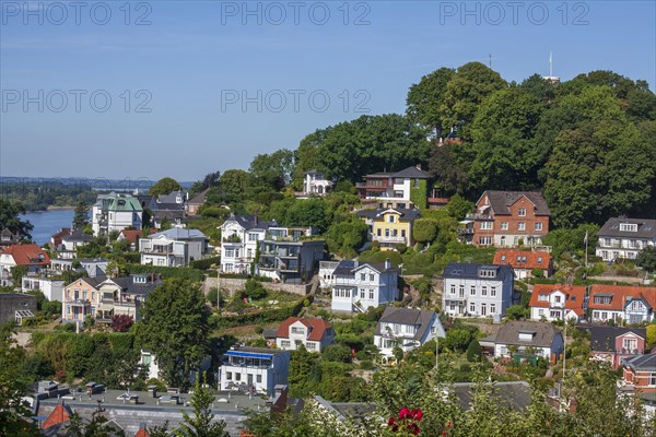 Suellberg with villas in the Treppenviertel, residential building, Blankenese district, Hamburg, Germany, Europe
