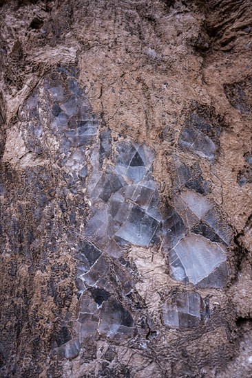 Salt crystals bound in rock, Valle de la Luna, San Pedro de Atacama, Antofagasta, Chile, South America