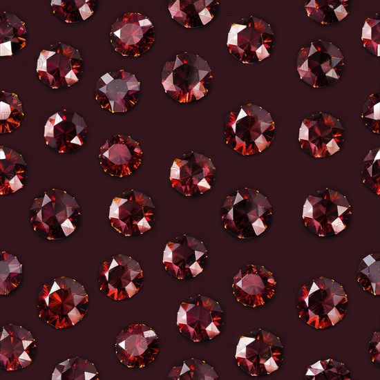 Seamless pattern of gleaming garnets on a deep burgundy backdrop AI generated