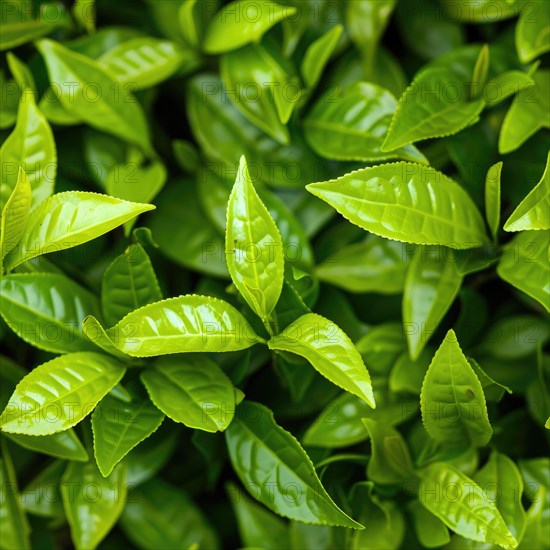 Seamless pattern background of green tea leaves AI generated