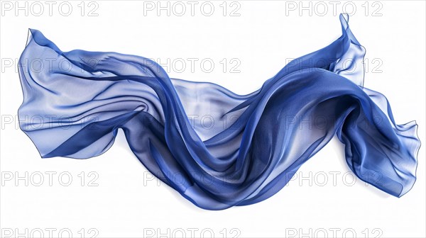 A silky blue fabric elegantly draped with smooth waves, conveying fluidity and luxury, AI generated