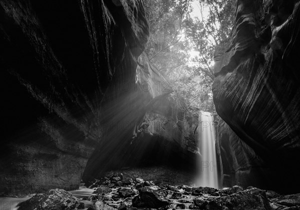 Beautiful waterfall in long exposure photography, known as the waterfall of the swallows, located in Rolante in Brazil. Location for trekking and camping