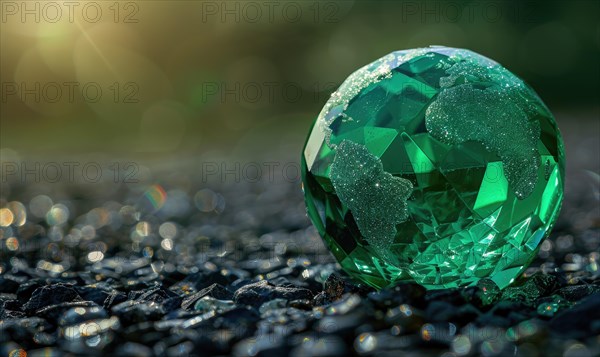 Natural gemstone sphere formed earth globe AI generated