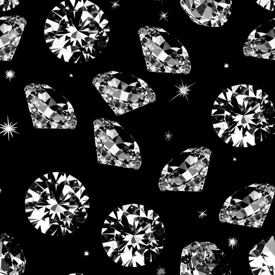 Seamless pattern of sparkling diamonds on a black background AI generated