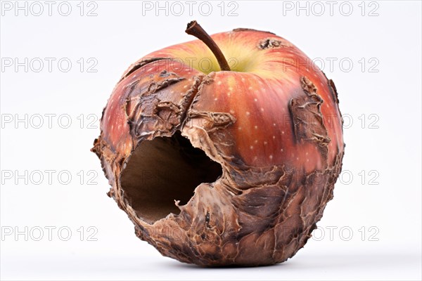 Rotten apple on white background. KI generiert, generiert, AI generated