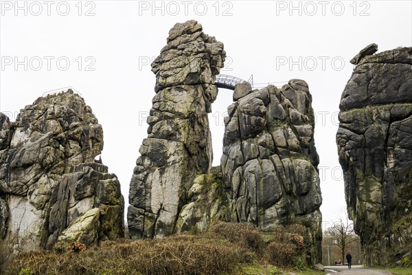 Externsteine, sandstone formation, Teutoburg Forest, Horn-Bad Meinberg, North Rhine-Westphalia, Germany, Europe