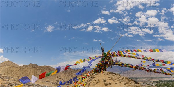 Panorama from Tsenmo Hill over Leh and the Indus Valley, Ladakh, Jammu and Kashmir, India, Asia