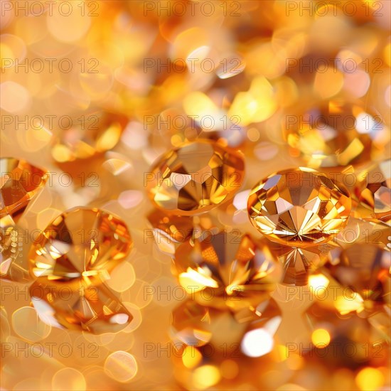 Seamless pattern background of shimmering citrines on a warm yellow surface AI generated