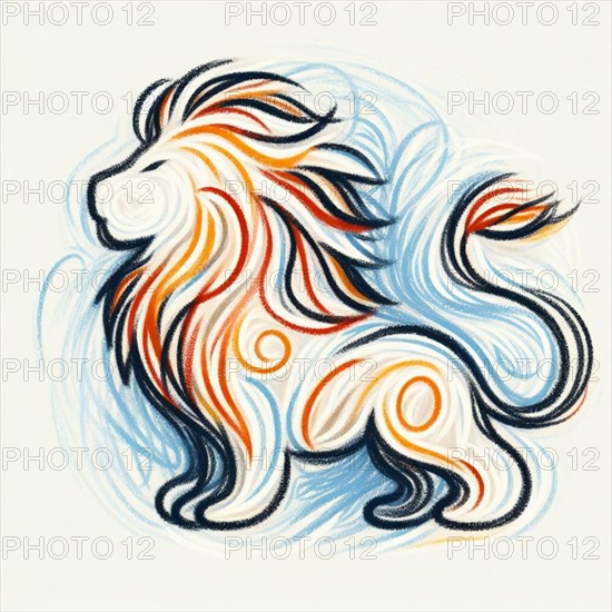 Artistic rendering of a gentle, white mythical creature with flowing lines and airy texture, AI generated