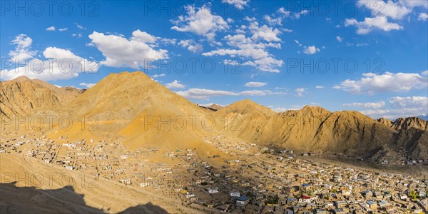 Panorama from Tsenmo Hill over Leh, Ladakh, Jammu and Kashmir, India, Asia