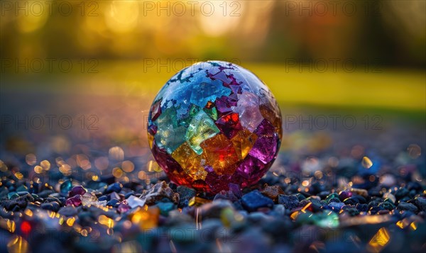 Natural gemstone sphere formed earth globe AI generated