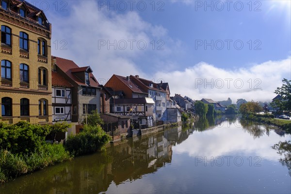 Houses on the Werra, Eschwege, Werratal, Werra-Meissner-Kreis, Hesse, Germany, Europe