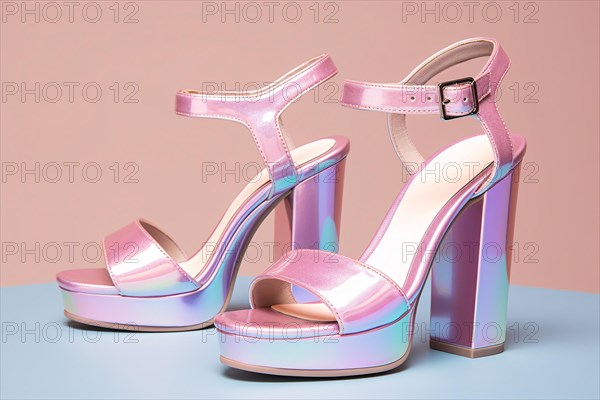 Pink plateau sandals for women. KI generiert, generiert, AI generated