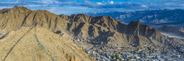 Panorama from Tsenmo Hill over Leh, Ladakh, Jammu and Kashmir, India, Asia