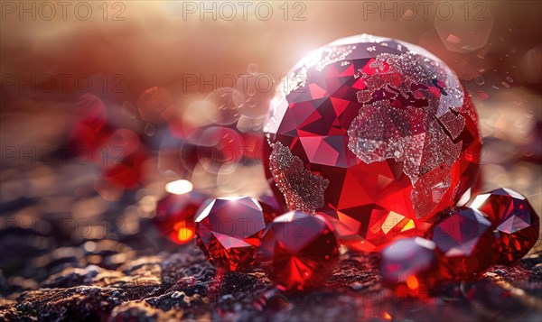 Natural gemstone sphere formed earth globe AI generated