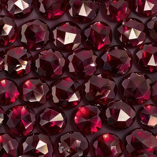 Pattern of gleaming garnets on a deep burgundy backdrop AI generated
