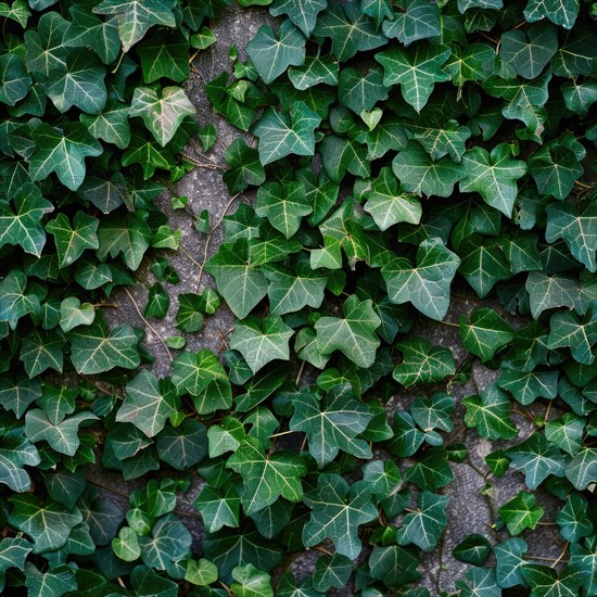 Seamless pattern of ivy leaves climbing a wall AI generated