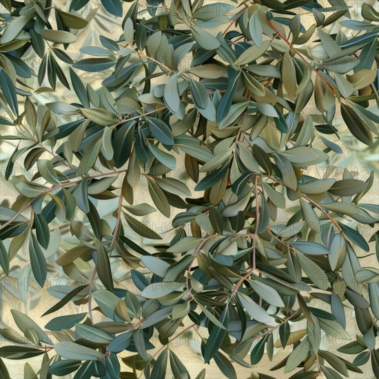 Seamless texture of olive tree branches and leaves AI generated