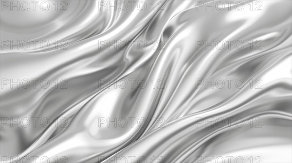 Glossy white silk fabric with a luxurious smooth texture, flowing in a wavelike pattern, AI generated
