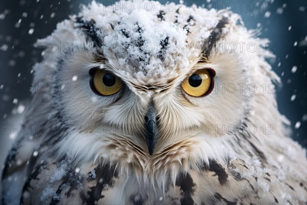 Portrait of snow owl. KI generiert, generiert, AI generated