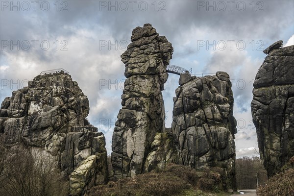 Externsteine, sandstone formation, Teutoburg Forest, Horn-Bad Meinberg, North Rhine-Westphalia, Germany, Europe