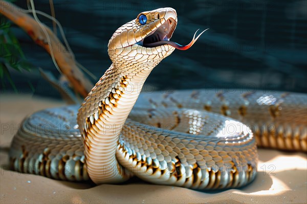 Rearing King cobra, Asia, AI generated