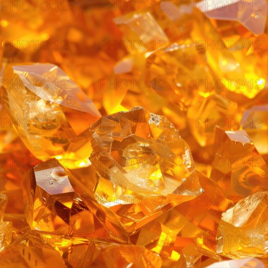 Seamless pattern background of shimmering citrines on a warm yellow surface AI generated