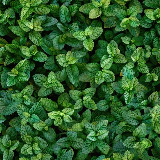 Seamless background of fresh mint leaves AI generated