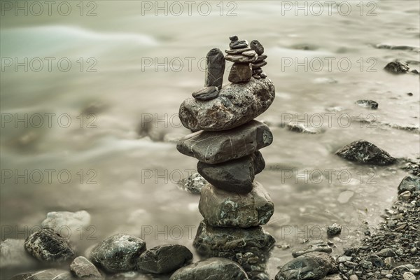 Cairn, Oybach in Oytal, near Oberstdorf, Allgaeu, Bavaria, Germany, Europe