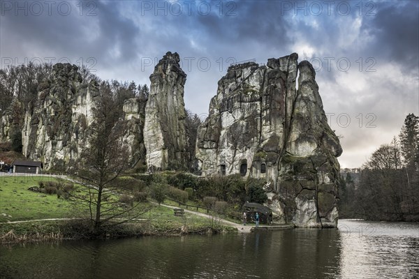 Externsteine, sandstone formation, Teutoburg Forest, Horn-Bad Meinberg, North Rhine-Westphalia, Germany, Europe