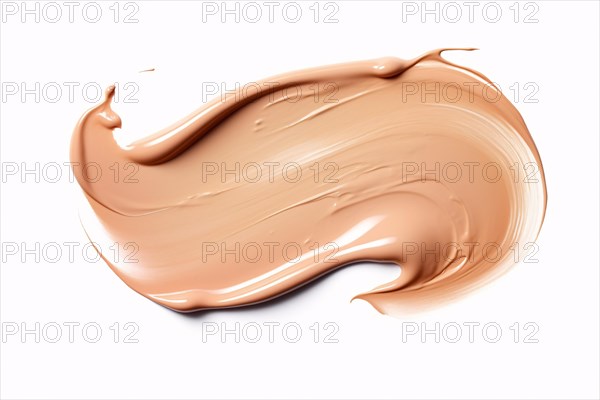 Liquid makeup foundation color swatch for caucasian skin on white background. KI generiert, generiert, AI generated