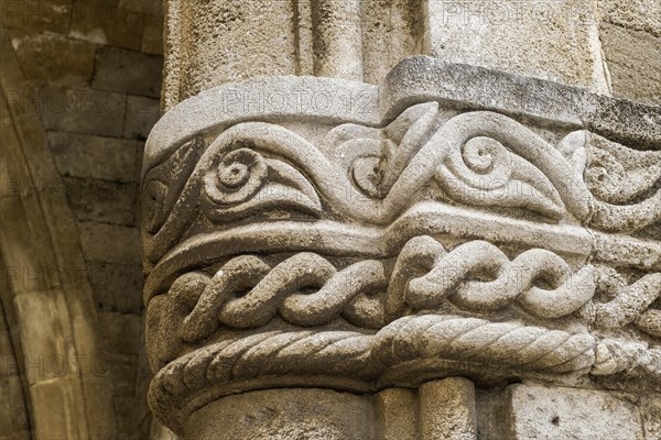 Detail of a house, Rittergasse, Odos Ippoton, Old Town, Rhodes Town, Rhodes, Greece, Europe