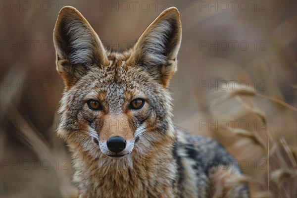 Portrait of wild Jackal in forest. KI generiert, generiert, AI generated