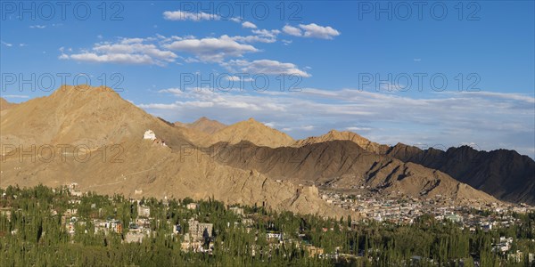 The Namgyal Tsemo Gompa monastery on Tsenmo Hill, a viewpoint over Leh, Ladakh, Jammu and Kashmir, India, Asia