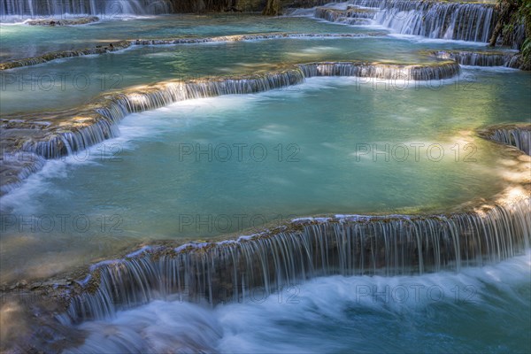 Kuang Si waterfalls in the jungle near Luang Phabang, Luang Prabang, Laos, Asia