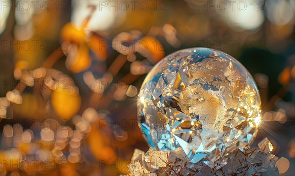 Earth globe sculpted from topaz gemstones AI generated