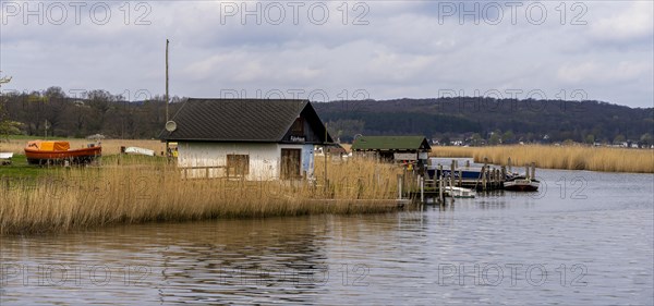 Landscape at the ferry house of the connecting canal Baabe-Selin-Moritzdorf, Seliner See, Ruegen, Mecklenburg-Vorpommern, Germany, Europe