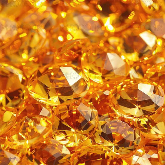 Seamless pattern background of shimmering citrines on a warm yellow surface AI generated