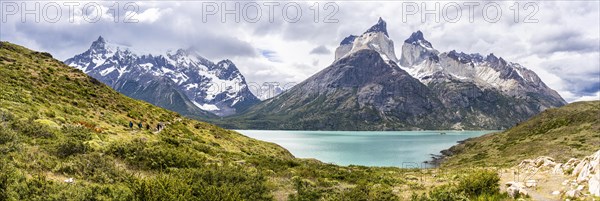 Nordenskjold Lake and the Paine Mountain Range, Torres de Paine, Magallanes and Chilean Antarctica, Chile, South America