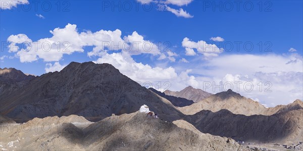 The Namgyal Tsemo Gompa monastery on Tsenmo Hill, a viewpoint over Leh, Ladakh, Jammu and Kashmir, India, Asia