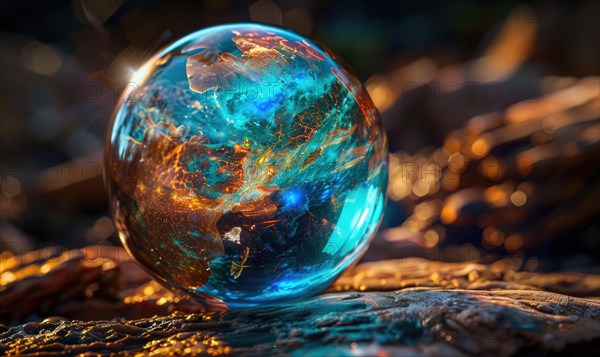 Natural gemstone sphere formed earth globe AI generated