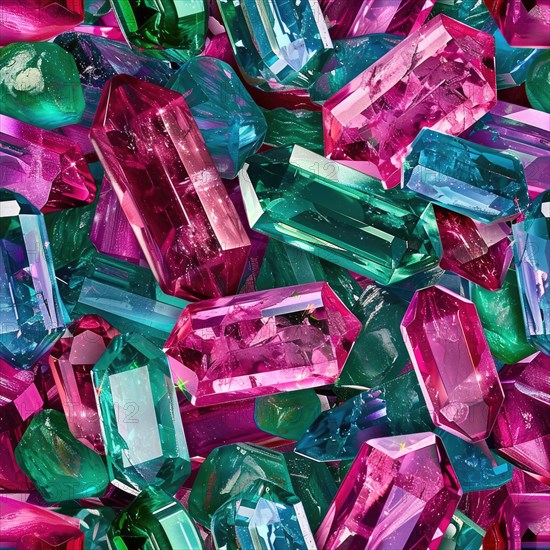 Seamless pattern of dazzling tourmalines on a vibrant background AI generated