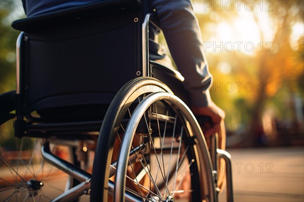 Back view of person in wheelchair. KI generiert, generiert, AI generated