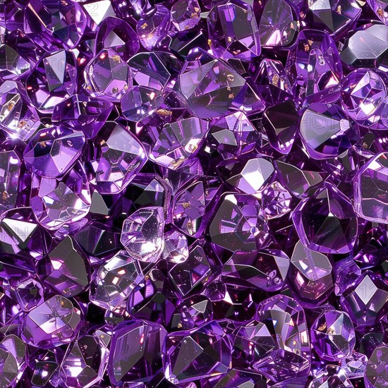 Seamless texture of sparkling amethysts on a purple backdrop AI generated