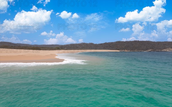 Mexico, vacation in Huatulco. Scenic beaches and ocean shore resorts, Central America